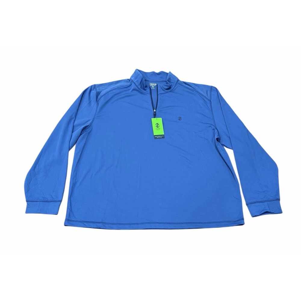 NEW Izod Golf Mens Swingflex Quarter Zip Long Sleeve Pullover UPF 50 Blue XXL